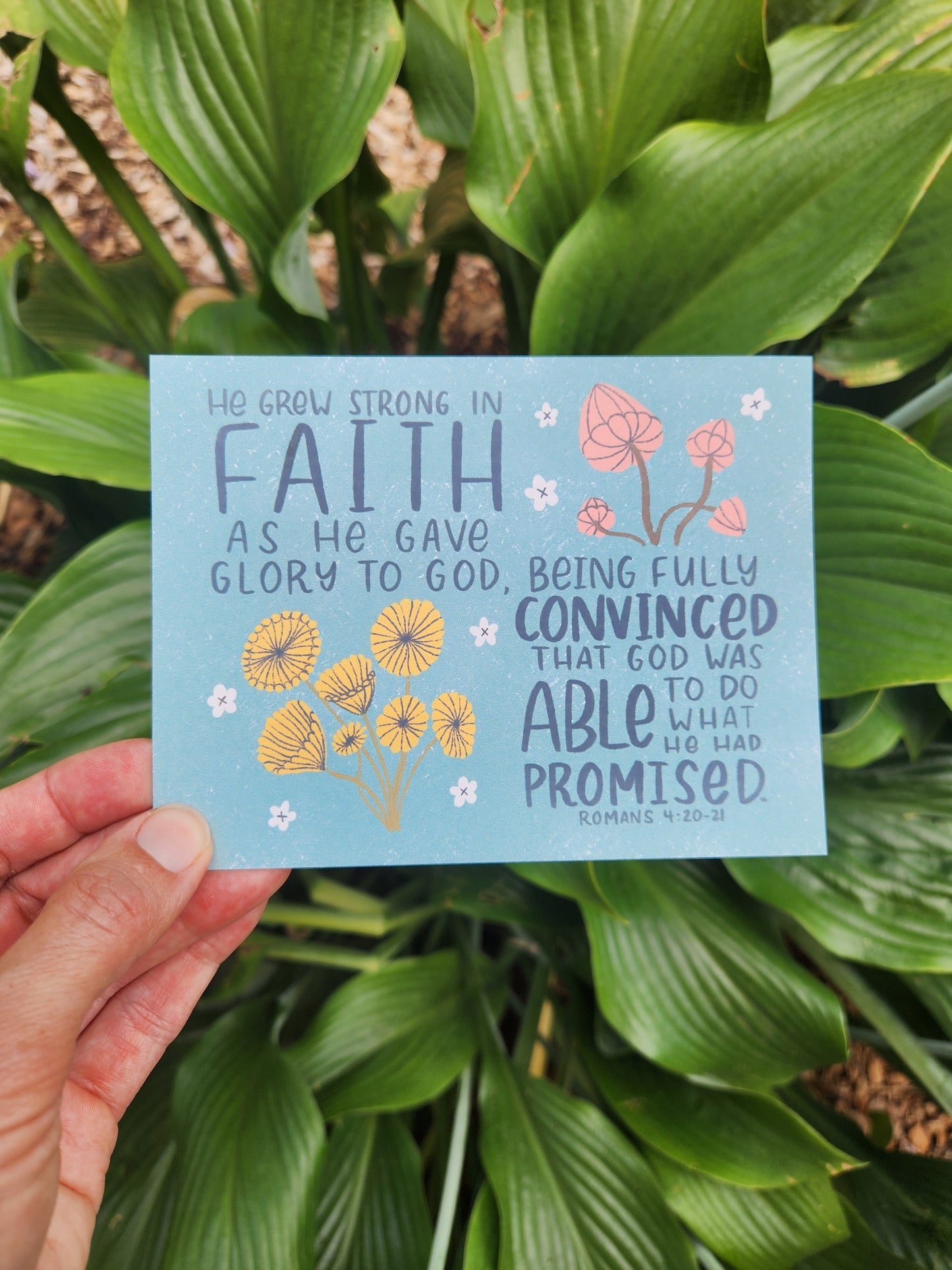 Strong in Faith | Romans 4:20 Postcard | HOPE MAIL
