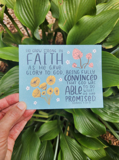 Strong in Faith | Romans 4:20 Postcard | HOPE MAIL