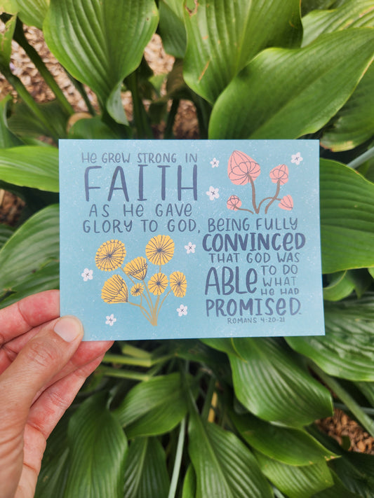 Strong in Faith | Romans 4:20 Postcard | HOPE MAIL