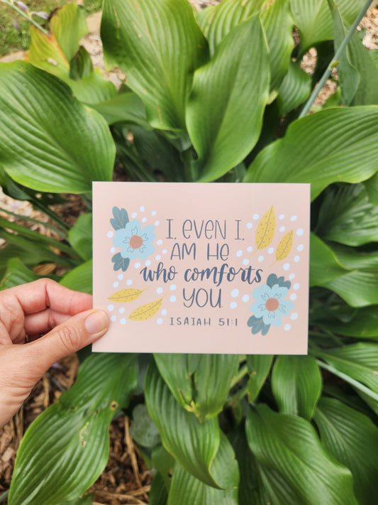 He Who Comforts | Isaiah 51:1 Scripture Postcard | HOPE MAIL