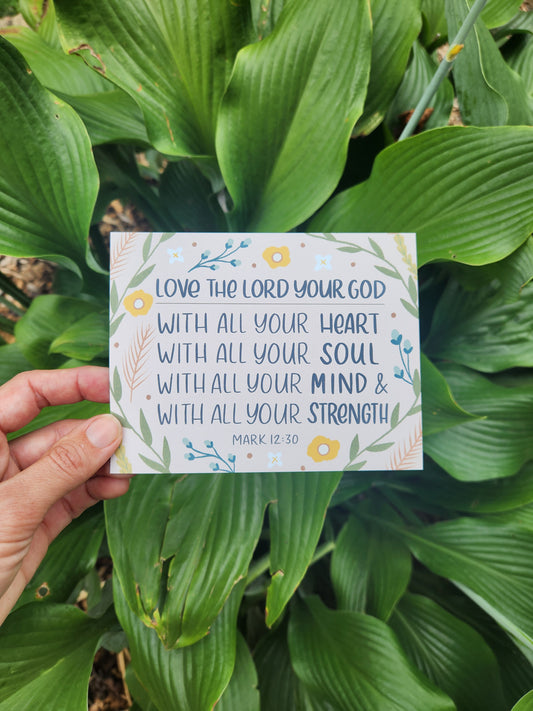 Love God with all Your Heart | Mark 12:30 Scripture Postcard | HOPE MAIL