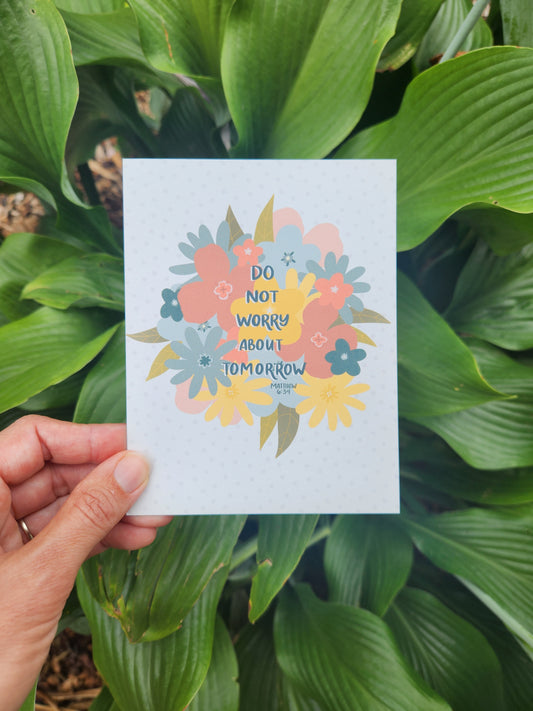 Do Not Worry about Tomorrow | Matthew 6:34 Scripture Postcard | HOPE MAIL