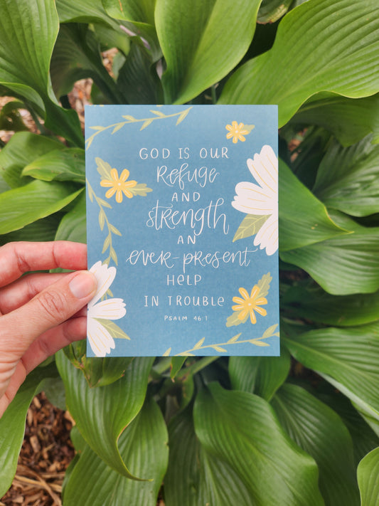 God is our Refuge and Strength | Psalm 46:1 postcard | HOPE MAIL