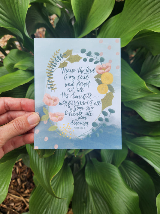 Praise the Lord O My Soul | Psalm 103 postcard | HOPE MAIL