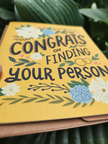 Congrats on Finding Your Person card | Engagement, Wedding shower Greeting Card for friend