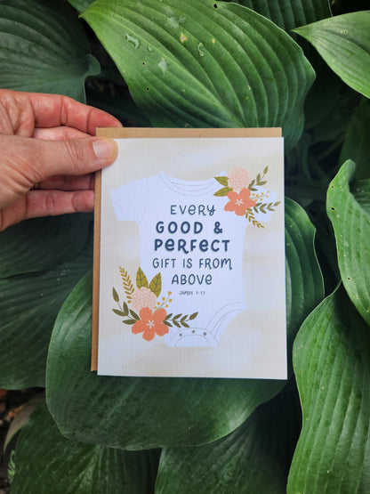 Every Good and Perfect Gift is from Above || New baby card for Christian parents || Adoption shower card