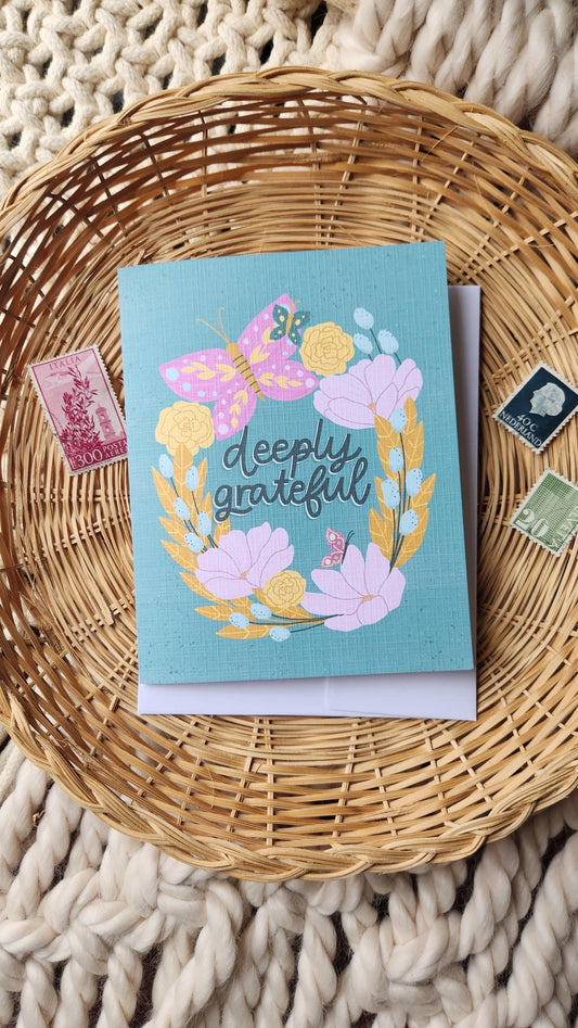 Deeply Grateful thank you card // Encouragement, Friendship Card // Faith-based greeting cards