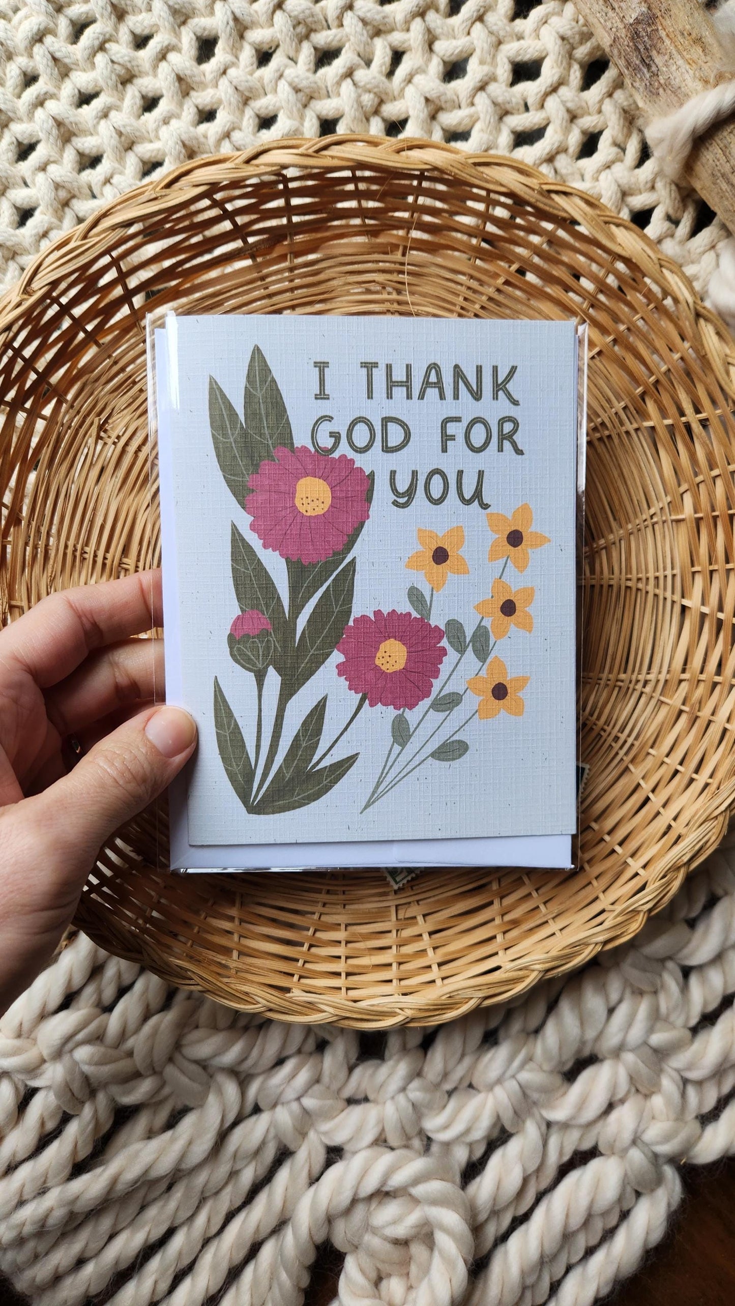 I Thank God for You card  // Encouragement, Friendship, Anytime Card // Christian card for friends