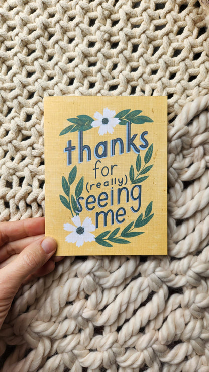 Thanks for Seeing Me card // Encouragement, Friendship Card // Faith-based greeting cards