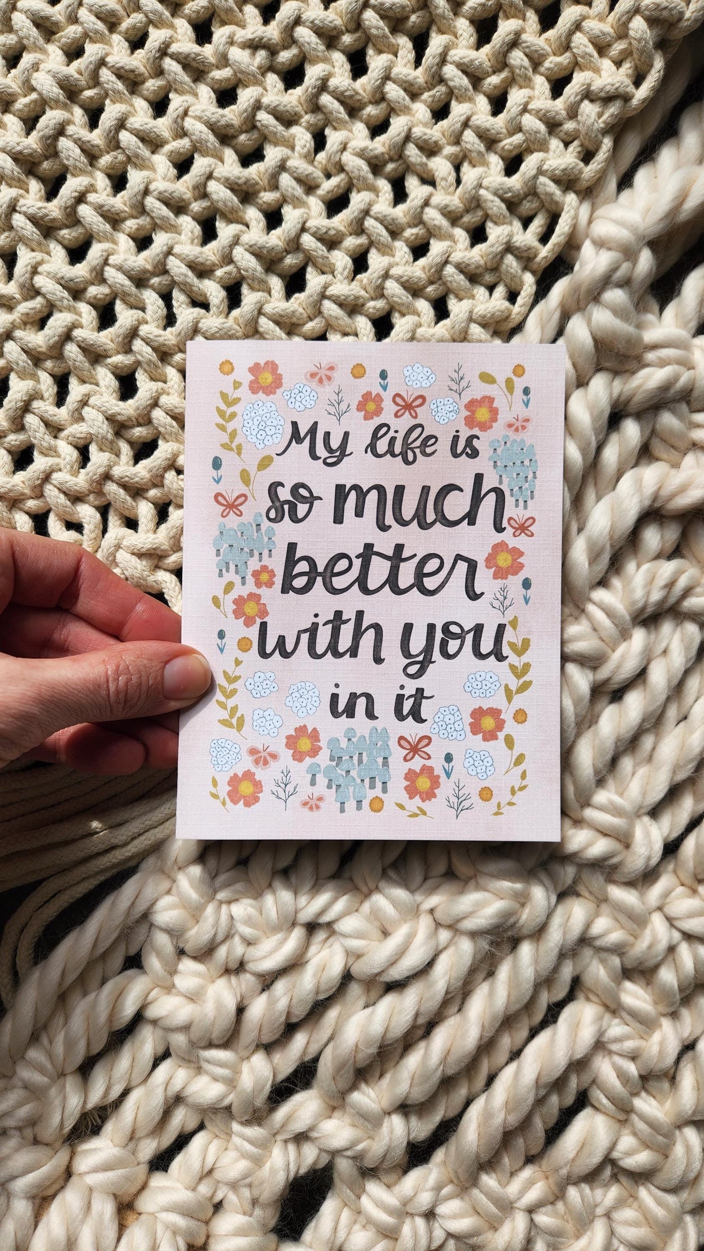 My Life is So Much Better with You in It || Anytime Card for Friend || Encouragement, Friendship greeting card